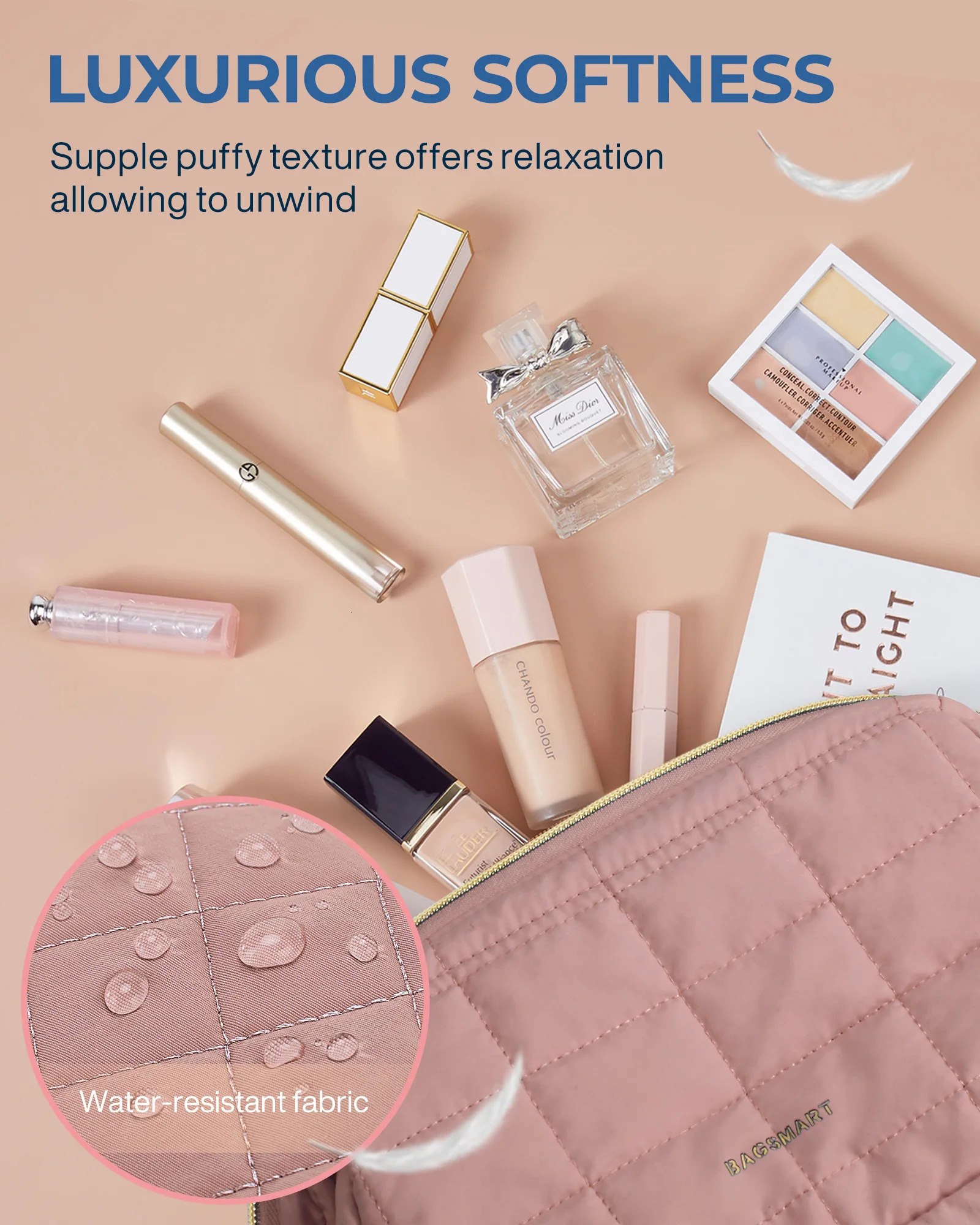 Bagsmart Makeup Bag Womens Makeup Organizer Wide Open Pocket Travel Basic Toilet Accessories Brush Toilet Bag 241008