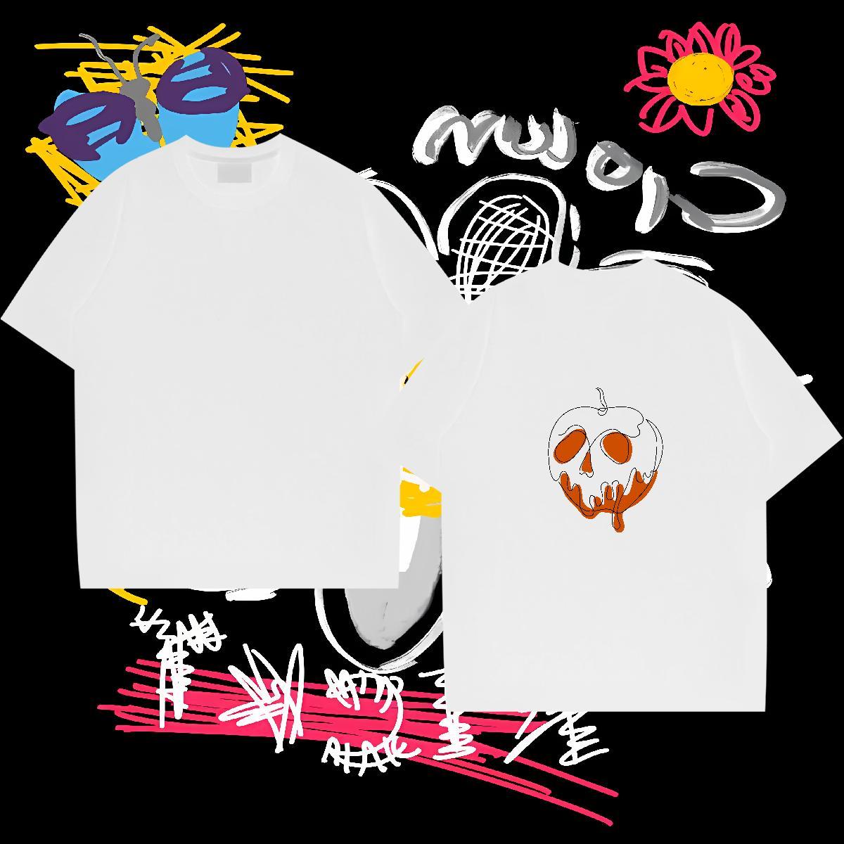 Classic T-Shirts for Men 100% Cotton 230g skull Hip Hop Black Oversized Round Neck Short Sleeve Couples T Shirts Designer Tees Shirts