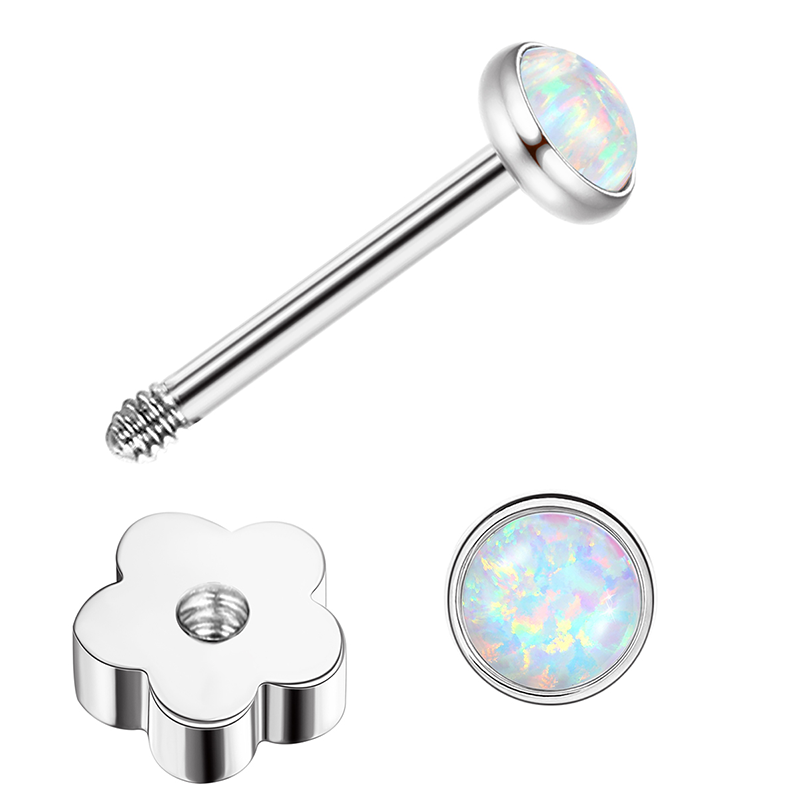 TUPMI 316L Stainless Steel Opal Earrings for Sensitive Skin Handmade Flower Screw Back Opal Stud Earrings 20G 14K Gold Hypoallergenic Cartilage Pierci