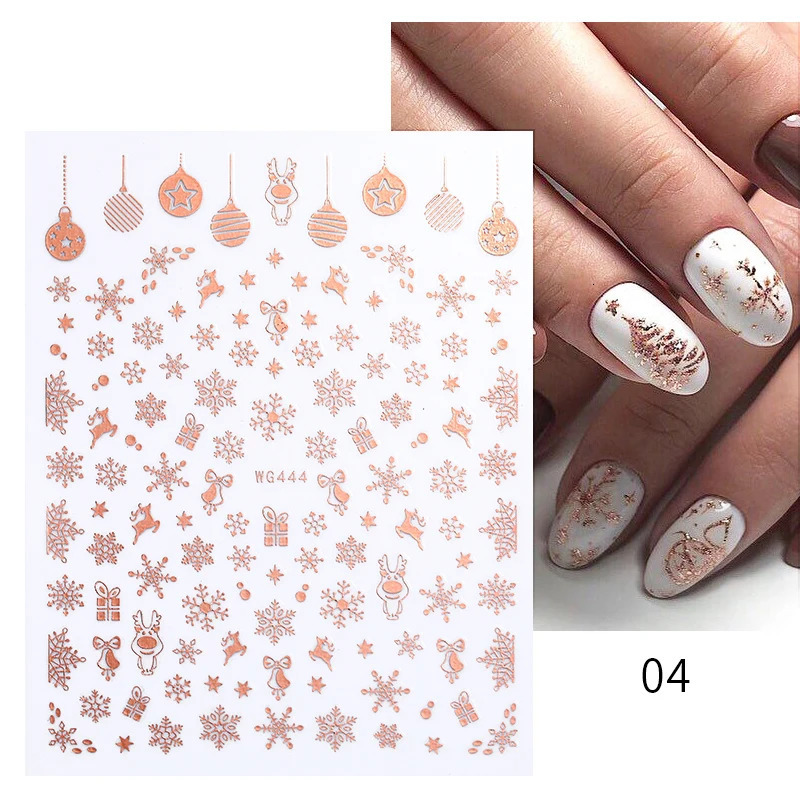 Christmas 3D nail stickers snowflake patterns nail art stickers fluorescent Christmas and winter sliders nail charm 241008