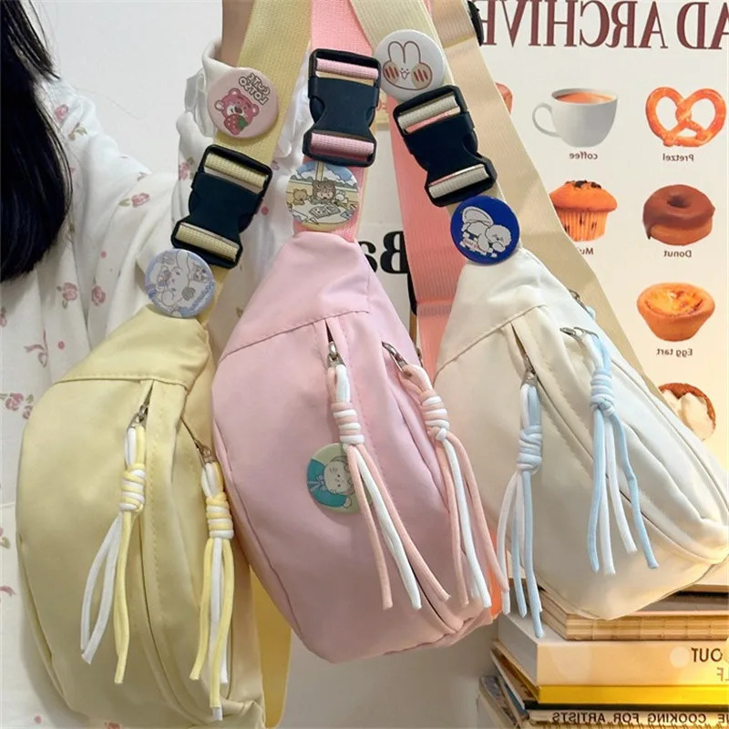 Fashionable green pink cute Kawaii womens fan-shaped bag outdoor leisure sports waist bag multifunctional waterproof luggage 241008