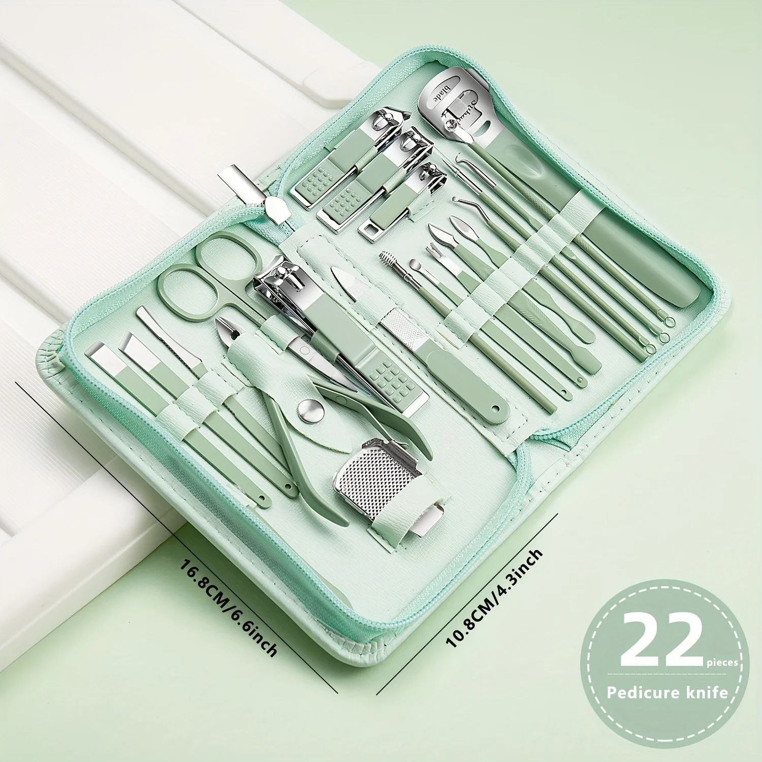 light green 7-22 pieces/set manual kit high-quality steel multifunctional professional nail trimmer cutting foot care tool 240927