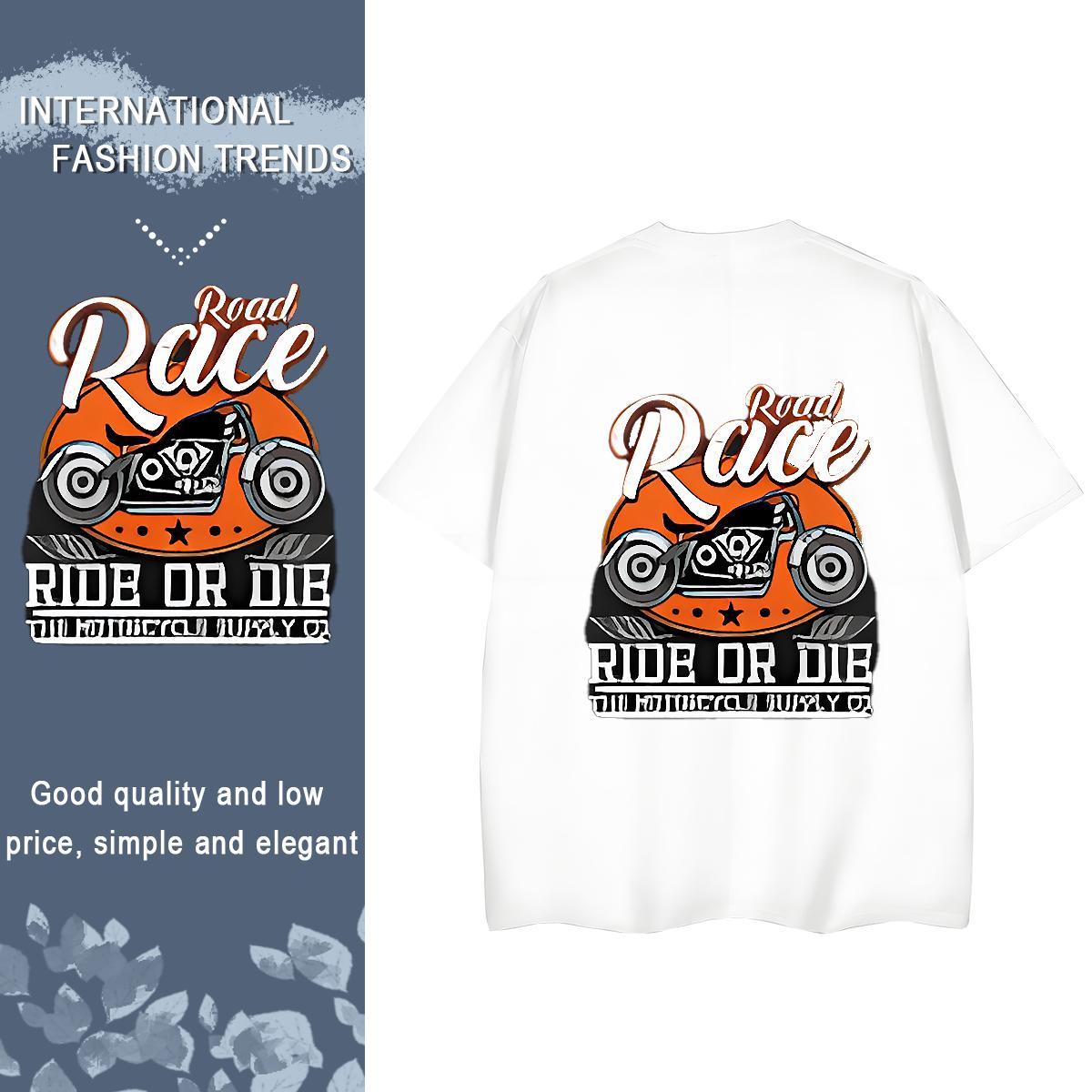 2024 Designer Woman T Shirts 230g 100% Cotton Breathable Crew Neck Casual Daily Wear Motorcycle Unisex Tshirts Comfortable Anime Tees