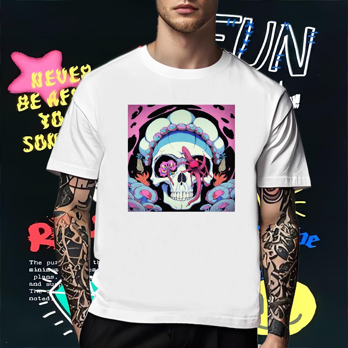 Wholesale Man T Shirts 230g Pure Cotton skull Daily Outfit Custom Big Size Short Sleeve Soft Men Tees Factory Direct Tshirts