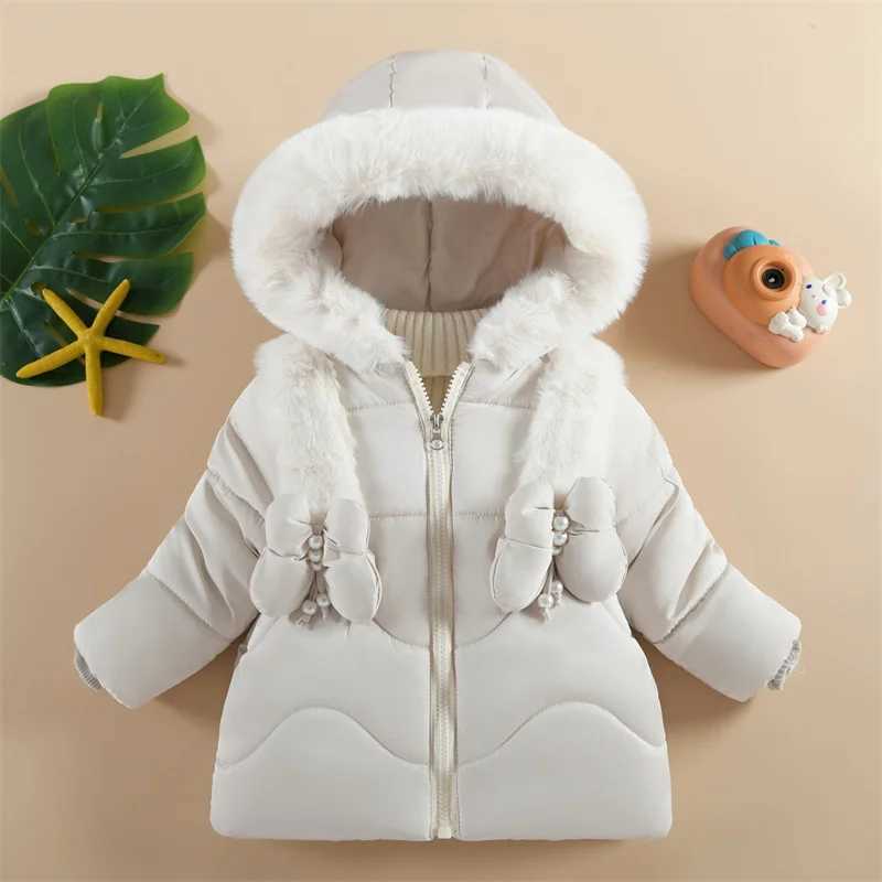 Down Coat Baby girl apron childrens fashion winter thick jacket 2024 new hoodie cotton casual trend park H241010