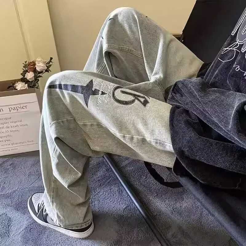 Spring and Summer Mens High Quality Jeans New Streetwear Baggy Wide Leg Jeans Street Fashion Casual Loose Jeans Long PantsX241009