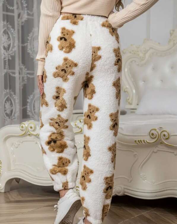 2024 Fairy Warm Winter Lazy Coral Velvet Sleeping Pants Womens Thick Flannel Loose Discount in Limited Time Leisure and Leisure Solid Color Loose