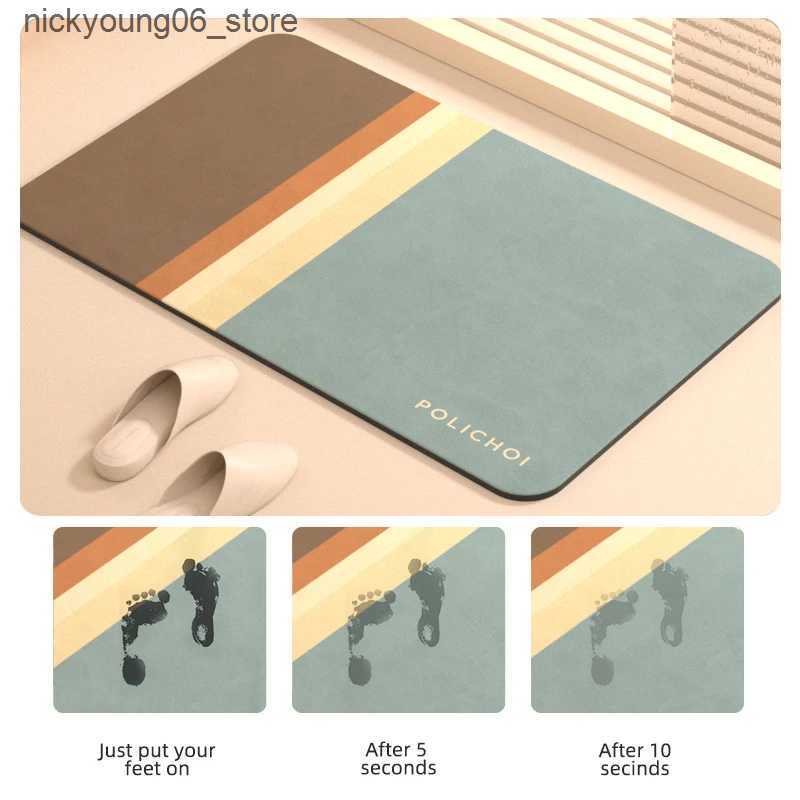 Non-Slip Bath Mats Bath Floor Mats Super Absorbent Bathroom Rug Anti-slip Diatomaceous Earth Foot Mat Quick Dry Toilet Carpet Doormat Washable L240910