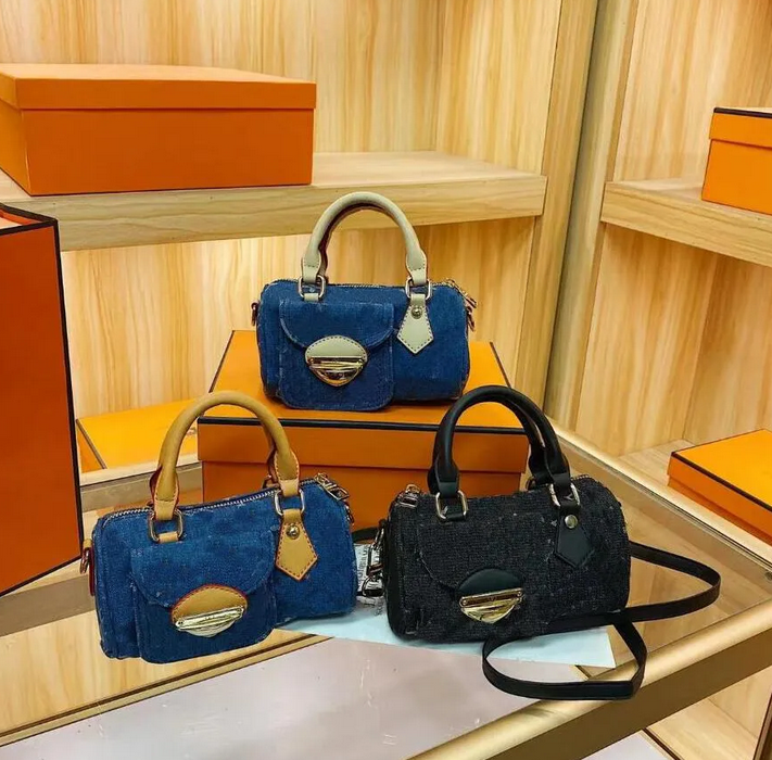 Designer bag vintage denim bag women cross body Luxury handbags Hobo Shoulder Bags high quality Blue Denim flower messenger purses