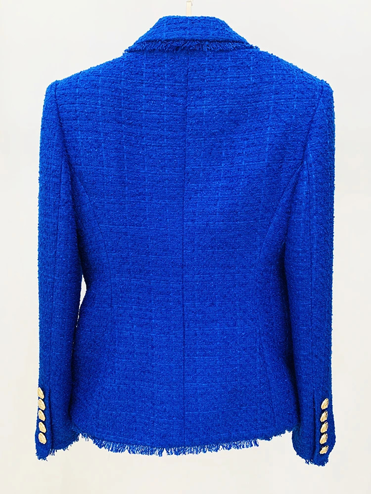 HIGH STREET est er Jacket Fashion Womens Classic Slim Fit Set Double Chest Lion Button Bordered Coarse Floral Jacket 240930