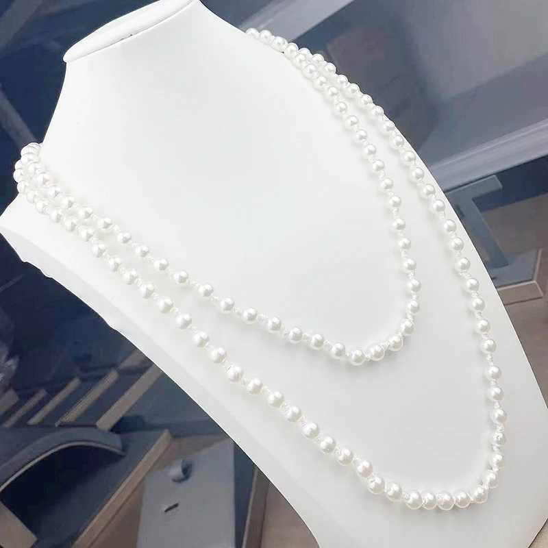 tiki 1 Autumn Winter Collar Hombre Pearl Long Necklace Wear All Match Sweater Collares Para Mujer JewelryX241009