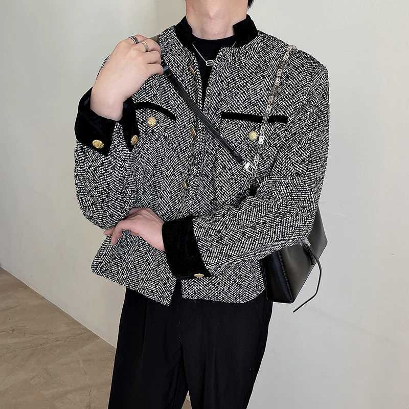 SYUHGFA Korean Stand Collar Woolen Jacket Mens Clothing Loose Short Style Coat 2024 Autumn Tops Fashion Casual Jackets For Male LX241010