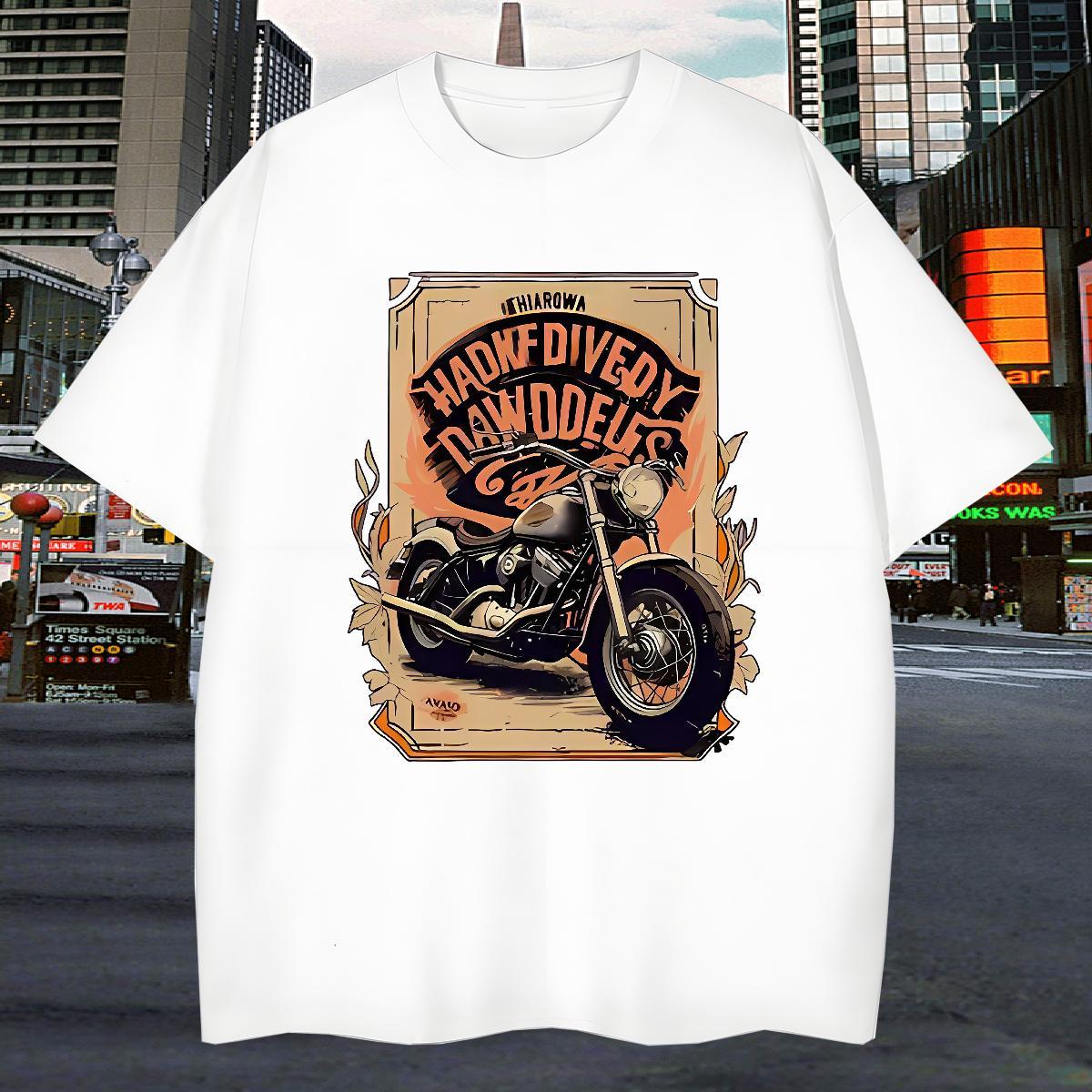 Popular Mens T Shirts 100% Cotton 230g Motorcycle Hip Hop Street Skull Round Neck Short Sleeve Tshirt for Man Woman Brand Tops Shirt