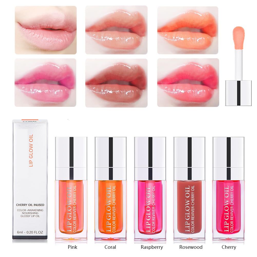 Fovcos Oil - Moisturizing and Tonifying Lip Gloss Cream, Cherry Color