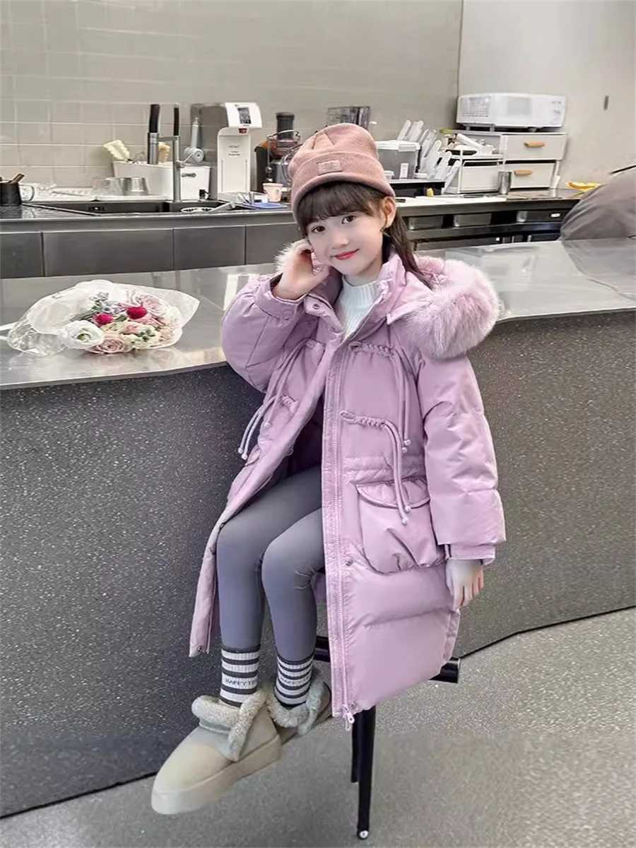 Down Coat Keep warm winter jackets and fashionable waterproof hooded childrens jackets for girls aged 5-14 in park clothing H241010