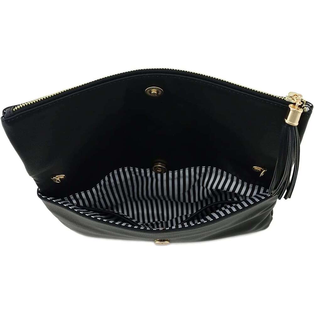 Envelope Clutch Bags for Women Foldover Crossbody Tassel Wallet with Chain Strap, Elegant Evening Purse