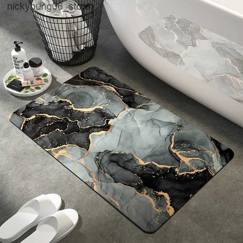 Non-Slip Bath Mats Luxury Diatom Mud Bath Mat Super Absorbent Bathroom Carpet Waterproof Toilet Foot Mats Non-slip Shower Rug Pad Entrance Doormat L24