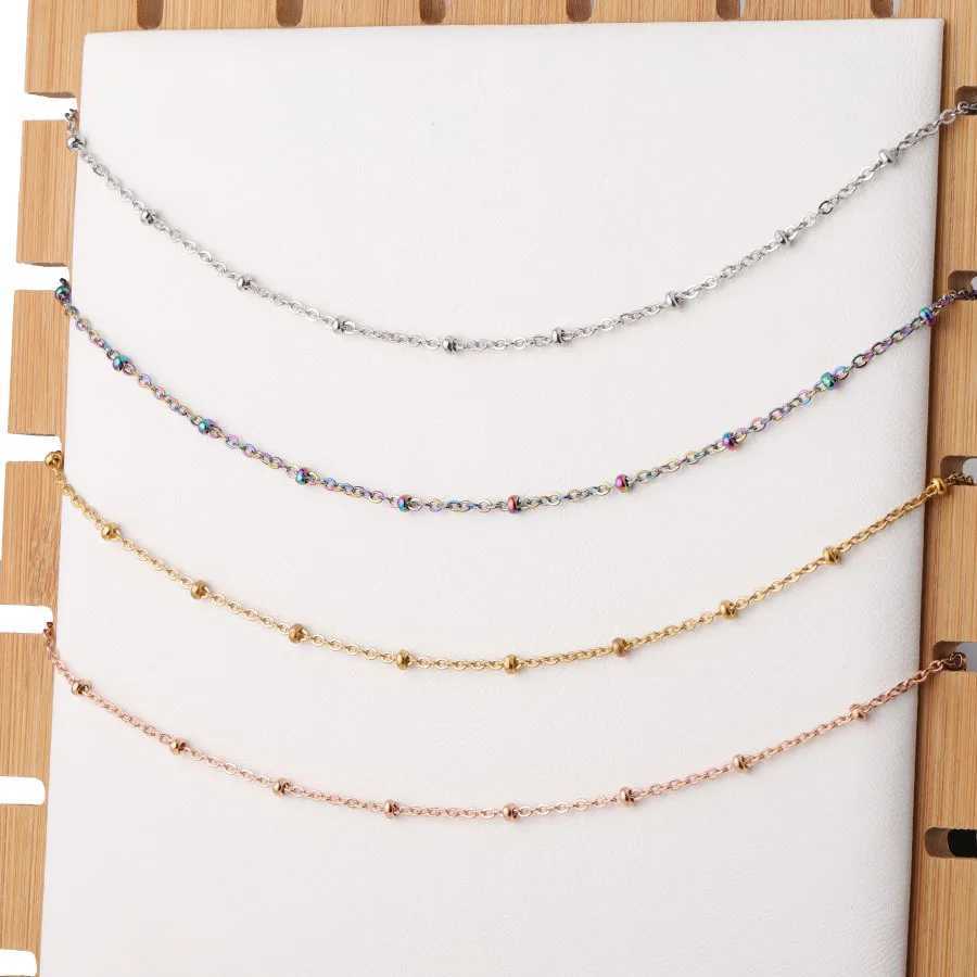 304 Stainless Steel 1.5mm 2mm Wide Chain 45cm 50cm 55cm 60cm Bead NecklaceX241010