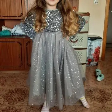 Glitter Girl Princess Party Dress 3-8 Year Old Childrens Birthday Wedding Evening Ball Dress Spring Autumn Long Sleeve Childrens Dress 241008