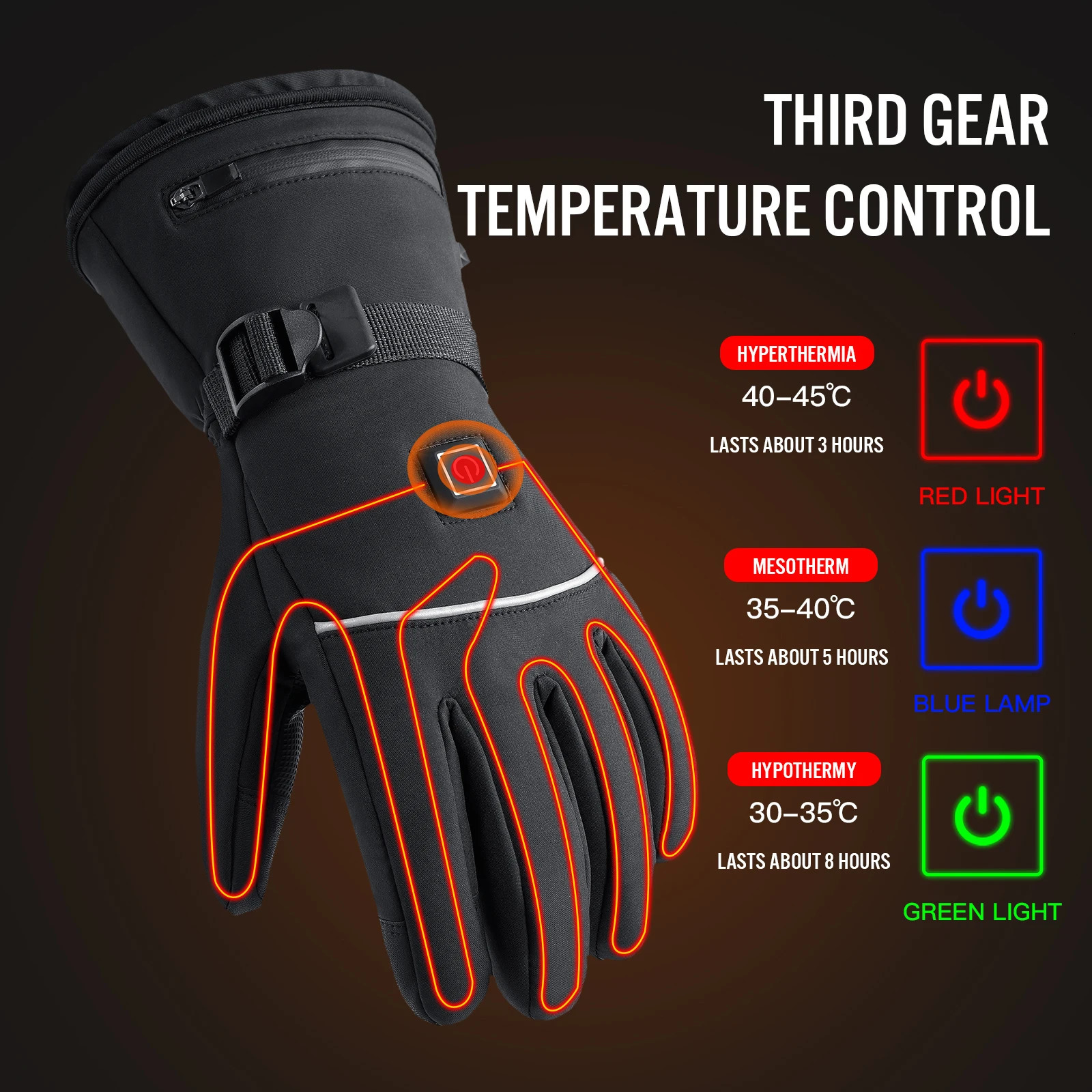 Waterproof USB Rechargeable Electric Heated Gloves Women Men Touchscreen Thermal Motorcycle Gloves Heated for Motorbike Skiing 241007