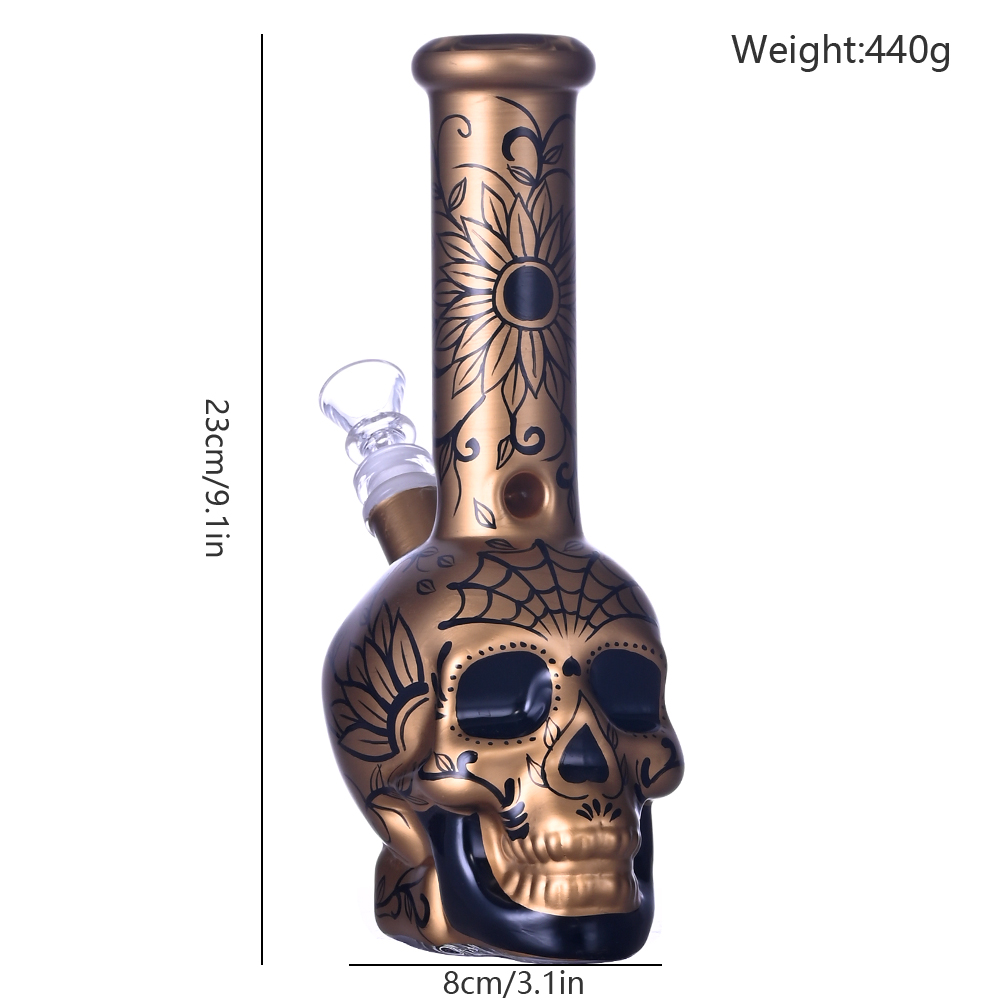 9.1in HippiesGlass,Hand Drawn Human Skeleton Glass Beaker Bong,Cute Halloween Bong,Borosilicate Glass Water Pipe,Glass Hookah,Smoking Accessaries