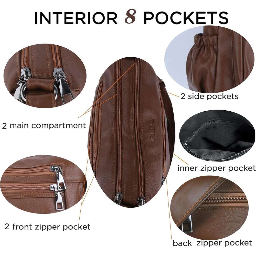 Crossbody Bags For Women Pocketboo Soft PU Leather Purses and Handbags Multi Pocket Shoulder Bag