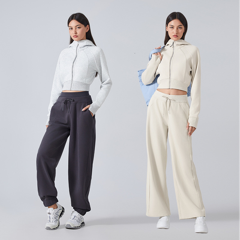 Autumn and winter velvet casual sports hoodie for women, slim fit zipper hooded cardigan, yoga top DAW137