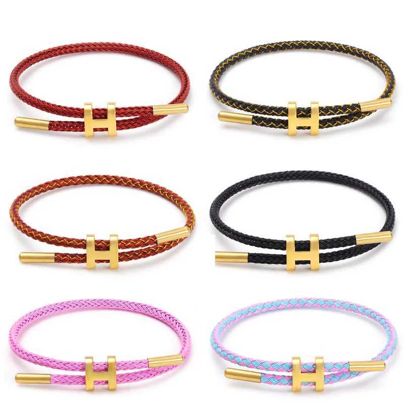 Charm Bracelets ALTERA New Fashion Colorful Charm Adjustable Bracelet Simple Stainless Steel Rope Bracelet Female BFF Couple Jewelry Gift J241010
