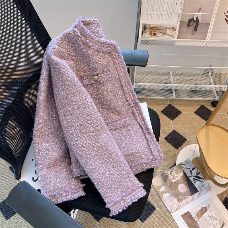 MEXZT Elegant Tweed Jacket Women Vintage Cropped Coat Single Breasted Blazer Autumn Winter Ladies Korean Chic Short Outerwear 241010
