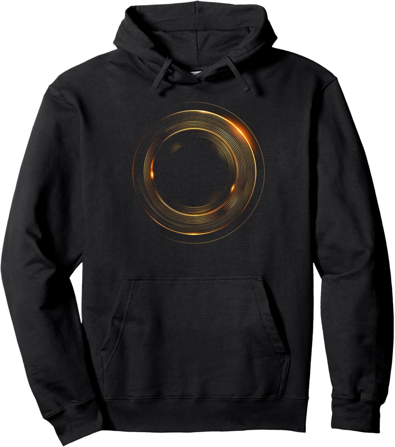 Hoodie for Mens Womens Artistic Golden Glowing Circular Abstract Modern Pattern Pullover Hoodie Graphic Pullover Long Sleeve