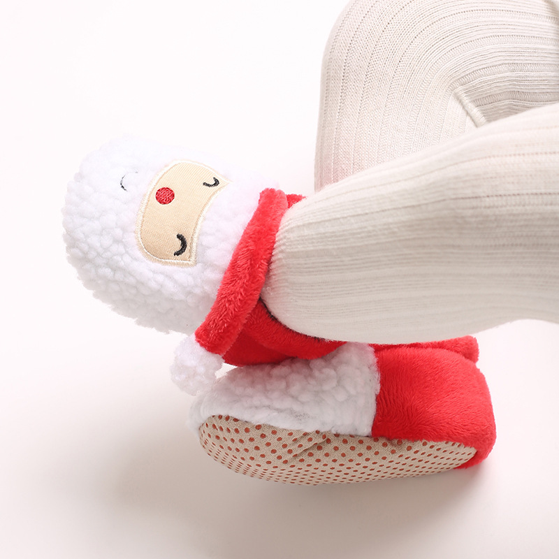 Infant Winter Christmas Snow Boots Cute Cartoon Santa Claus children's Shoes For Baby Boys And Girls Christmas Shoes Suitable For 0-18M