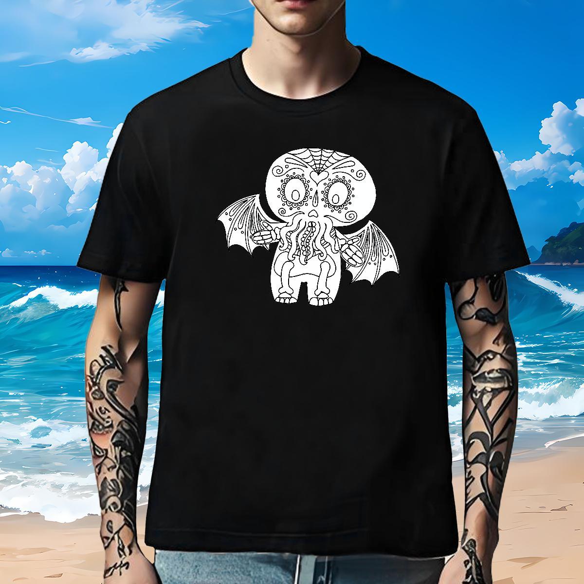 Cool Man T Shirts 230g Pure Cotton skull Daily Wear Oversized Breathable Crew Neck Couples T Shirts DIY Tops