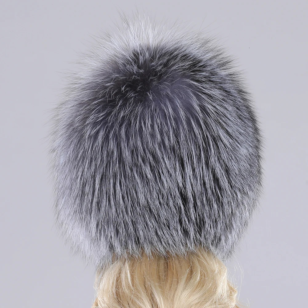 Russian Winter Genuine Fur Hat Outdoor Warm Knitted Womens Fox Bomber y Quality 100% 241009