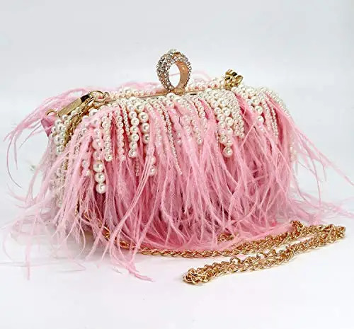 Womens evening clutch bag party wallet wedding clutch bride Exquisite crystal fur womens handbag wallet 241008