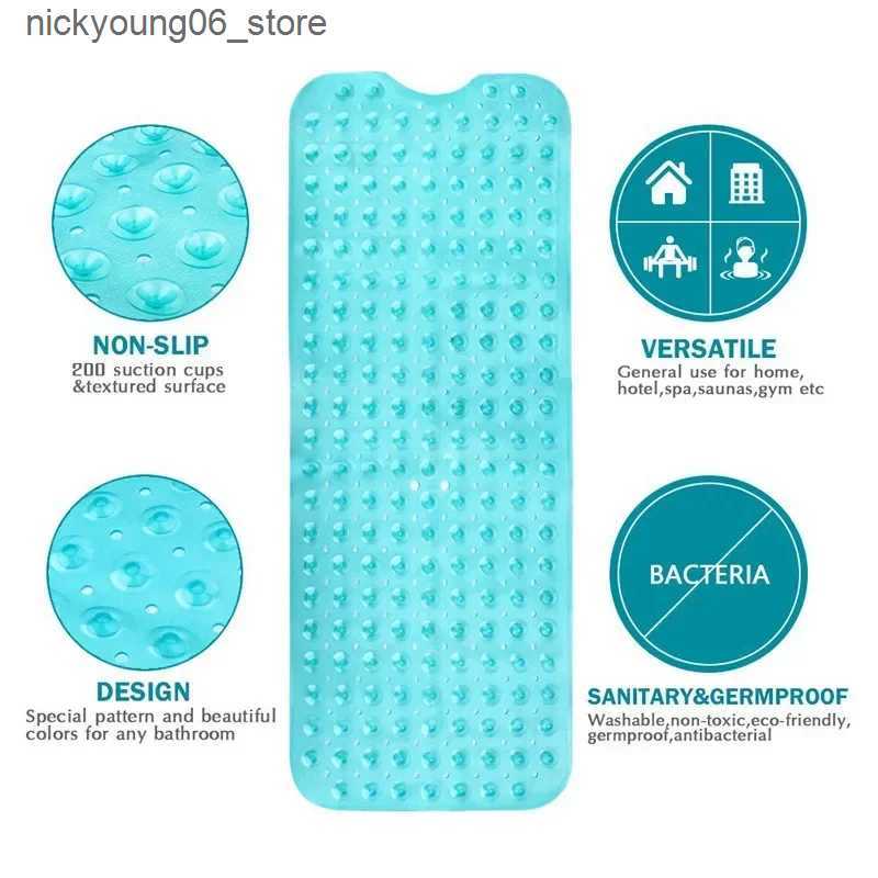 Non-Slip Bath Mats 100*40cm Bath Tub Shower Mat Non-Slip And Extra Large Bathtub Mat With Suction CupsMachine Washable Bathroom Mats With Drain L24091