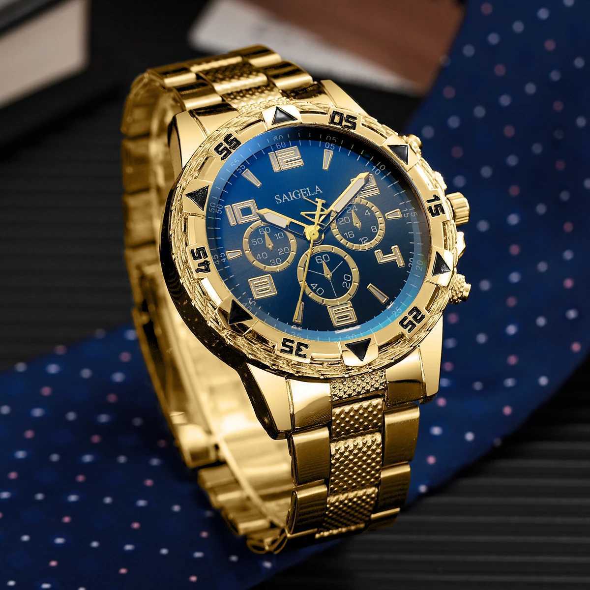 2PCS Men Business Watches Fashion Arabic Dial Steel Band Males Quartz Watch Set (Without BoxX2410