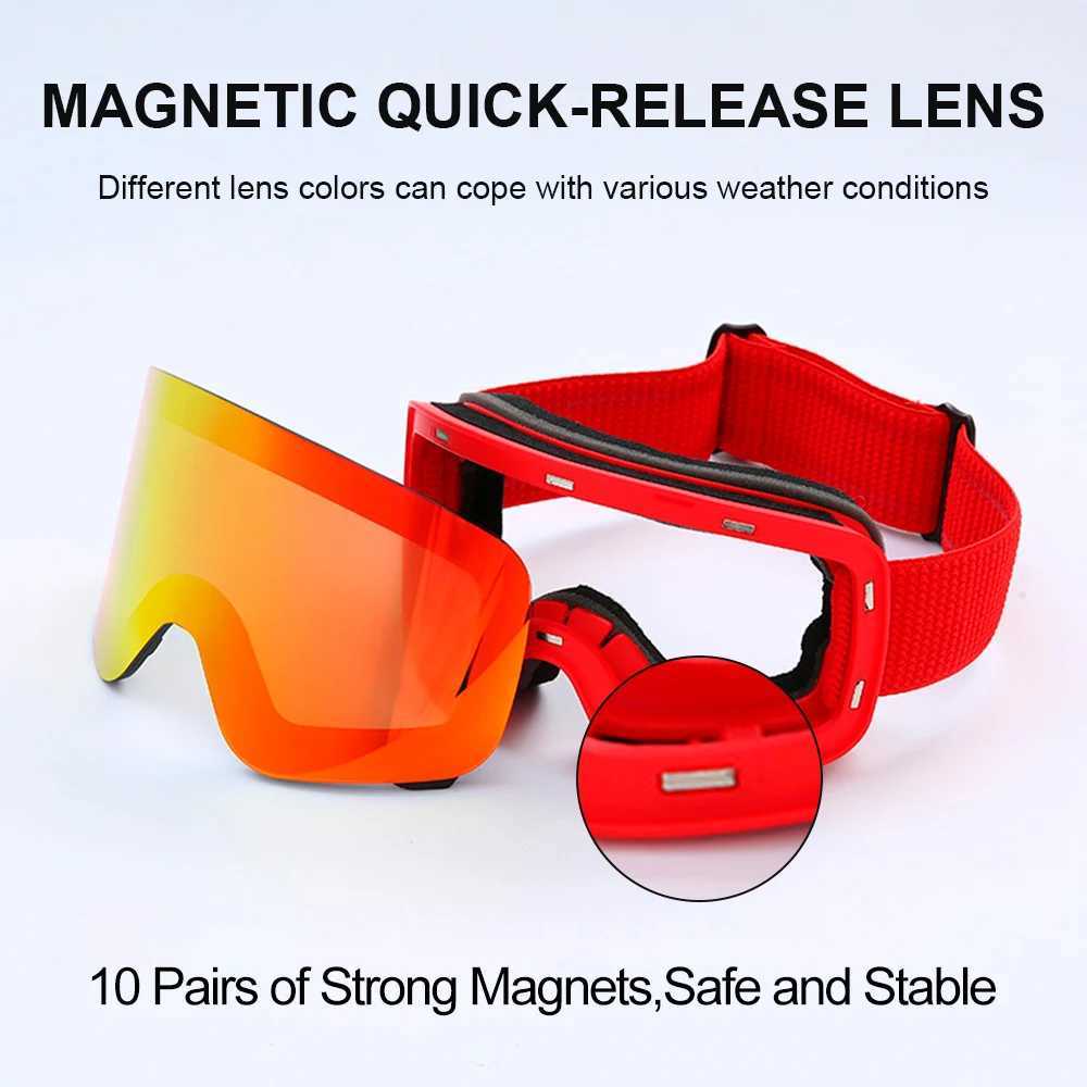 Magnetic quick replacement double-layer anti fog UV400 skiing goggles and snow sports goggles CL241010