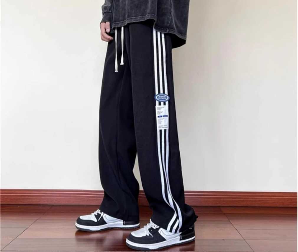 American high-end street pants mens spring and summer thin fashion brand casual sports pants young loose straight leg pants W241009