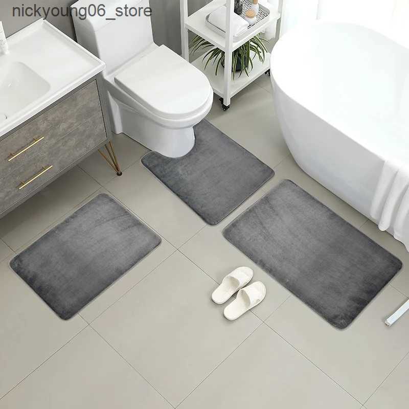 Non-Slip Bath Mats Three Piece Toilet Bath Floor Mat Shower Mat Bath Absorbent Mat Non Slip Carpet Soft and Comfortable Laundry Room. L240910