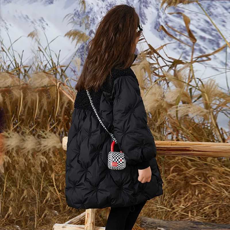 Down Coat Teen girl down jacket winter solid color keep warm and fashionable Parkas jacket zipper jacket 5 6 8 10 12 14 year clothing H241010