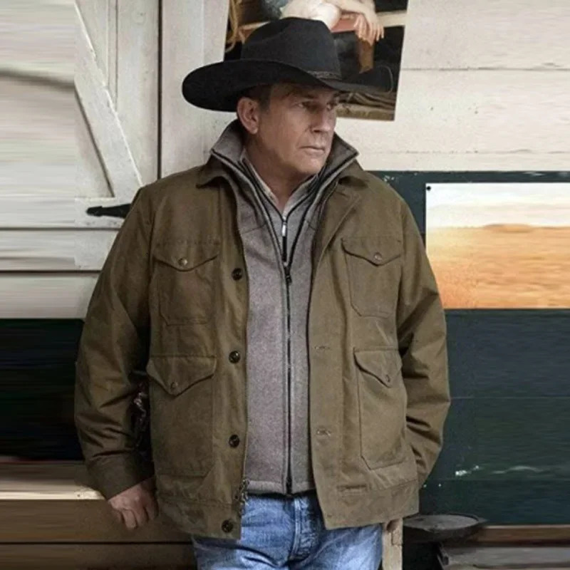 Rip Wheeler Black Cotton Jacket Mens Denim Jacket 5XL Cotton Denim Autumn Winter Jacket Mens Denim Jacket 241009