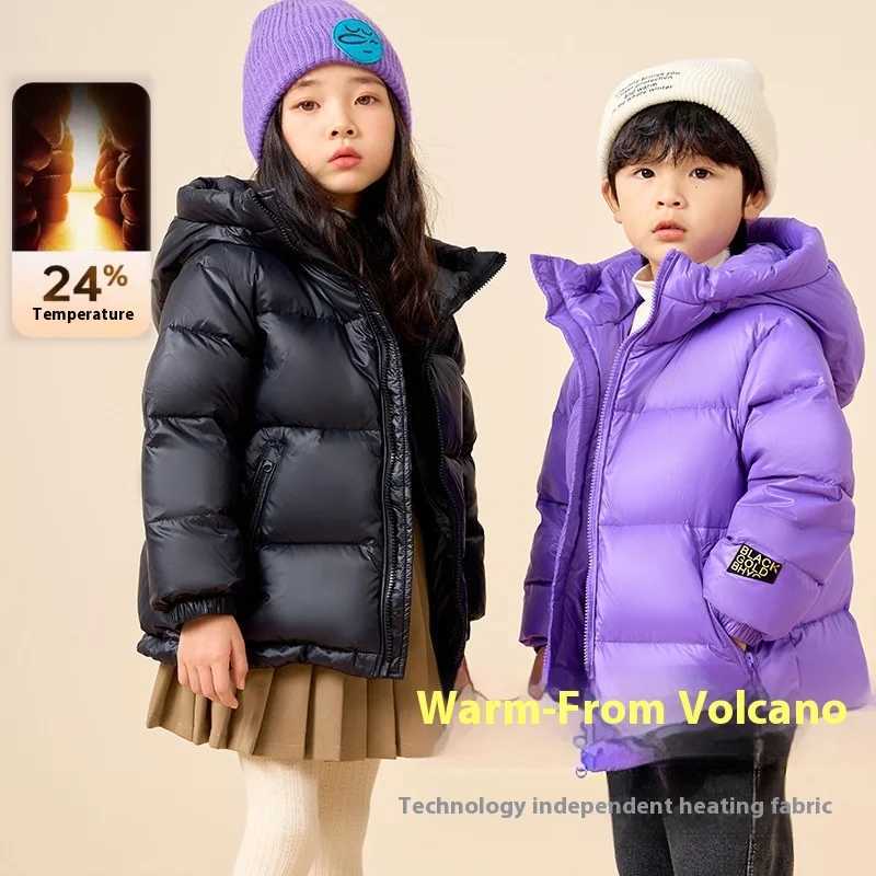 Down Coat New black gold standard parent-child white duck down jacket for children mens girls and childrens thick jackets H241010