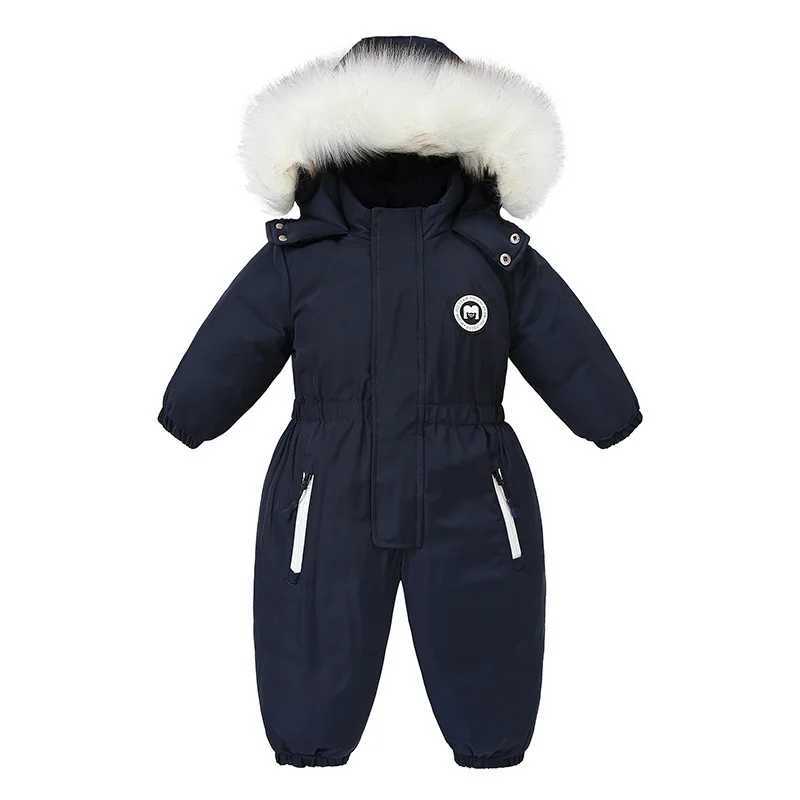 Down Coat -30 Winter Baby Clothes Thicken Warm Jumpsuits Snowsuits Girl Boy Hooded Jacket Waterproof Rompers Ski Suits s Coat Outerwear H241010