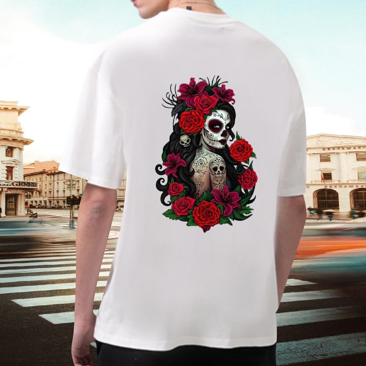 Loose Fit T Shirt For Man 230g 100% Cotton flower Street Casual Oversized Short Sleeve Soft Mens Tshirts Fashion Design Clothings