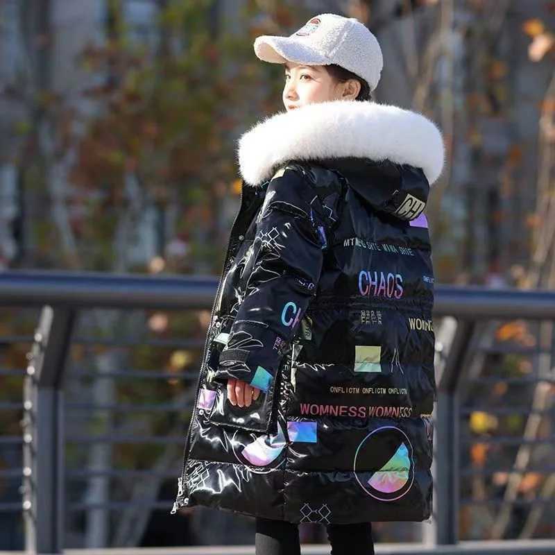 Down Coat 2024 Winter Down Jacket For Girls Coat Waterproof Shiny Hooded Children Outerwear Clothing 5-14 Year Teenage s Parka Snowsuit H241010