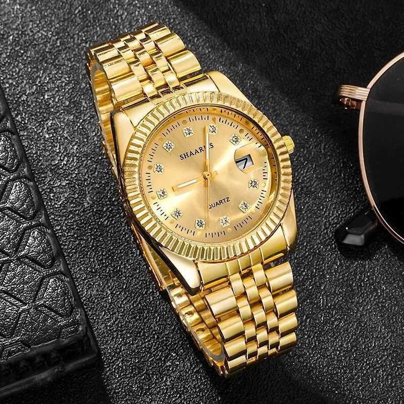 Watches Mens Top Brand Luxury Gold Watch Calendar With Stainless Steel Band Fashion Business Quartz Wristwatch Relogio MasculinoX241010