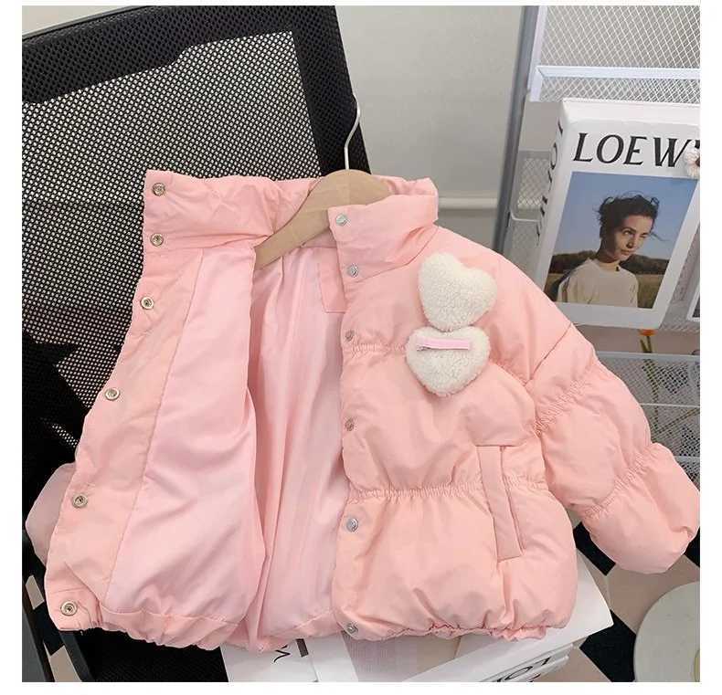 Down Coat Girls apron 2024 winter new childrens apron foreign natural gas jacket thick baby apron cute pink H241010