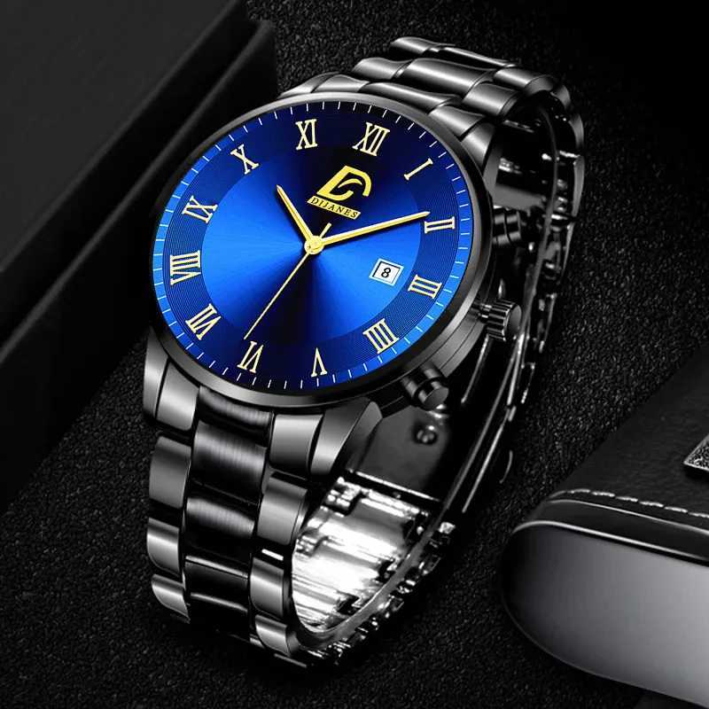 2023 Fashion Mens Gold Stainless Steel Watches Luxury Minimalist Quartz Wrist Watch Men Business Casual Watch relogio masculinoX241010