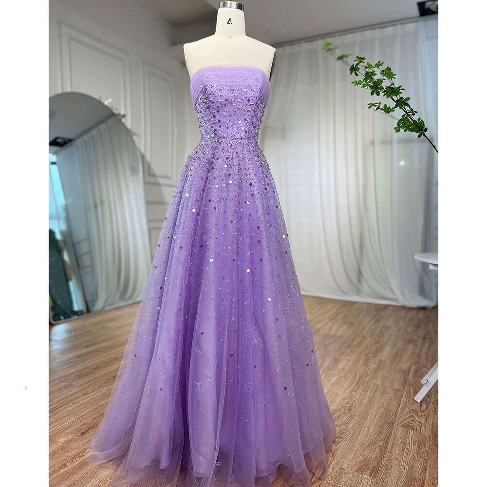 Serene Hill Arabic Beige Strapless A e Beaded Elegant Long Evening Dresses For Women Wedding Party With Gloves 2024 GLA72009