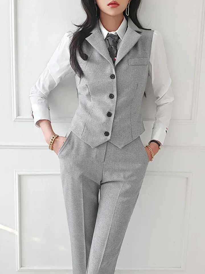 Womens retro high-quality office set womens work clothes OL underwear set womens jacket vest three piece set W241009